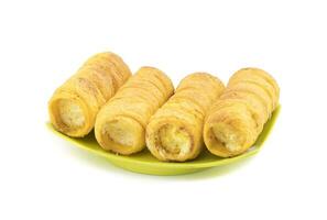 Indian Sweet Dish Puff Roll with Cream photo