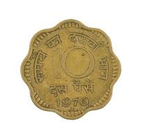 Indian old Coin or Indian Currency on White Background photo