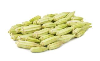 Heap of Green okra Vegetable or Lady Finger on White Background photo