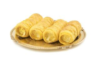 Indian Sweet Dish Puff Roll with Cream photo