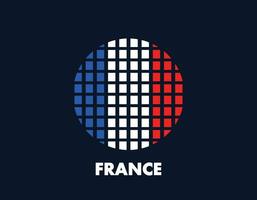 The France round flag icon. Design flag with the arrangement of squares that form a circle. Flag with blue, white, red. vector