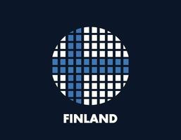 The Finland round flag icon. Design flag with the arrangement of squares that form a circle. Flag with blue and white. vector