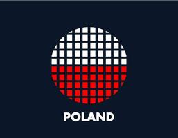 The Poland round flag icon. Design flag with the arrangement of squares that form a circle. Flag with white and red. vector