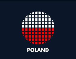 The Poland round flag icon. Design flag with the arrangement of squares that form a circle. Flag with white and red. vector