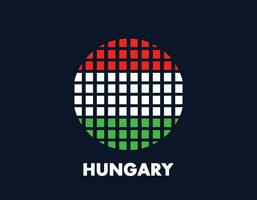 The Hungary round flag icon. Design flag with the arrangement of squares that form a circle. Flag with red, white, green. vector