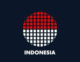 The Indonesia round flag icon. Design flag with the arrangement of squares that form a circle. Flag with red and white. vector