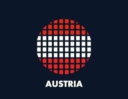 The Austria round flag icon. Design flag with the arrangement of squares that form a circle. Flag with red and white. vector