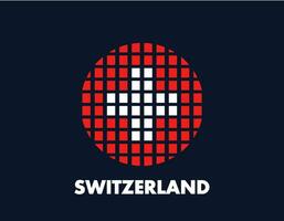 The Switzerland round flag icon. Design flag with the arrangement of squares that form a circle. Flag with red and white. vector