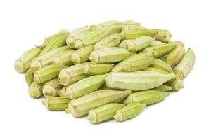 Heap of Green okra Vegetable or Lady Finger on White Background photo