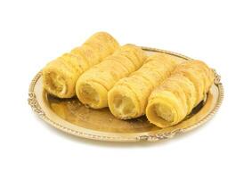 Indian Sweet Dish Puff Roll with Cream photo