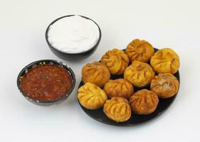 Fried Momos is a Traditional Dumpling Food From Nepal photo