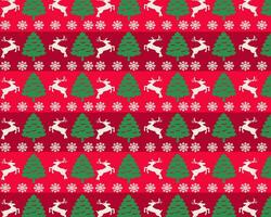 Festive Christmas Pattern with Reindeer, Trees vector