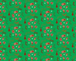 A Sweet and Simple Pattern with Snowflakes on Green vector