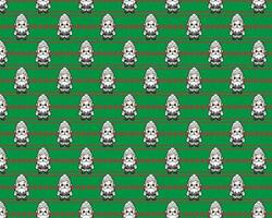 Festive Santa Claus Pattern on Green Background in Black and White vector