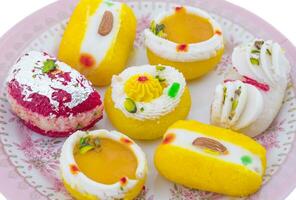 Indian Traditional Bengali Sweet Food on White Background photo