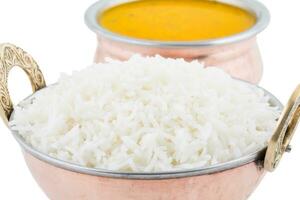 Indian Traditional Cuisine Dal Fry or Rice Also Know as Dal Chawal photo