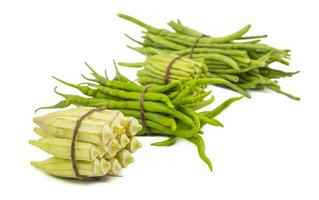 Green Okra Vegetable With Others Vegetable or Lady Finger, Bhindi on White Background photo