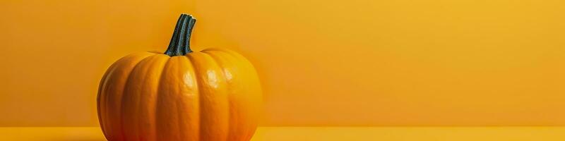 AI generated A pumpkin against a yellow background. Generative AI photo