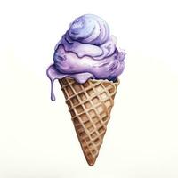 AI generated Watercolor ice cream in a waffle cone. AI Generated photo