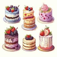 AI generated Set of Cake piece illustration on white background. AI Generated photo