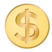 a golden dollar coin with a dollar sign on it vector