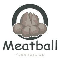 meatball logo design illustration template for Asian food, processed meat, restaurant, business vector