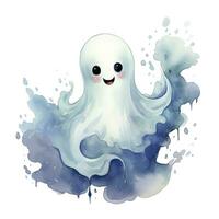 AI generated The watercolor cute ghost on white background. AI Generated photo