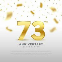 73th anniversary celebration with gold glitter color and white background. Vector design for celebrations, invitation cards and greeting cards.