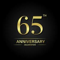 65th anniversary celebration with gold color and black background. Vector design for celebrations, invitation cards and greeting cards.