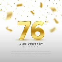 76º aniversario celebracion con oro Brillantina color y negro antecedentes. vector diseño para celebraciones, invitación tarjetas y saludo tarjetas