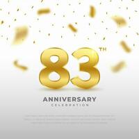 83th anniversary celebration with gold glitter color and black background. Vector design for celebrations, invitation cards and greeting cards.