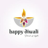 colorful diwali logo vector design, vintage illustration of deepavali icon, simple diya icon