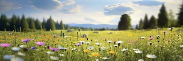 AI generated Idyllic Meadow on summer. AI Generated photo