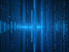 AI generated Blue digital binary data on computer screen background. binary code background . abstract blue background photo