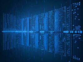 AI generated Blue digital binary data on computer screen background. binary code background . abstract blue background photo