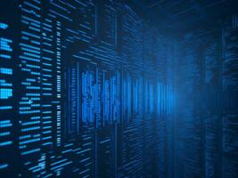 AI generated Blue digital binary data on computer screen background. binary code background . abstract blue background photo