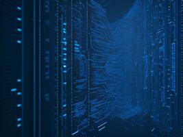AI generated Blue digital binary data on computer screen background. binary code background . abstract blue background photo