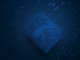 AI generated Blue digital binary data on computer screen background. binary code background . abstract blue background photo