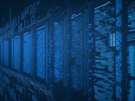 AI generated Blue digital binary data on computer screen background. binary code background . abstract blue background photo