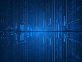 AI generated Blue digital binary data on computer screen background. binary code background . abstract blue background photo