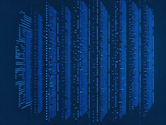 AI generated Blue digital binary data on computer screen background. binary code background . abstract blue background