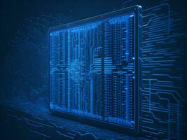 AI generated Digital Cyberspace with Particles and Digital Data Network Connections. High Speed Connection and Data Analysis Technology Digital Abstract Background Concept. 3d rendering photo