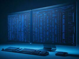 AI generated Digital Cyberspace with Particles and Digital Data Network Connections. High Speed Connection and Data Analysis Technology Digital Abstract Background Concept. 3d rendering photo