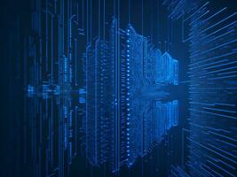 AI generated Digital Cyberspace with Particles and Digital Data Network Connections. High Speed Connection and Data Analysis Technology Digital Abstract Background Concept. 3d rendering photo