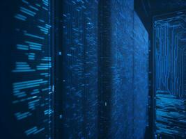 AI generated Digital Cyberspace with Particles and Digital Data Network Connections. High Speed Connection and Data Analysis Technology Digital Abstract Background Concept. 3d rendering photo