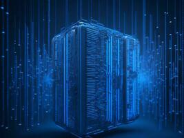 AI generated Digital Cyberspace with Particles and Digital Data Network Connections. High Speed Connection and Data Analysis Technology Digital Abstract Background Concept. 3d rendering photo