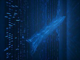 AI generated Digital Cyberspace with Particles and Digital Data Network Connections. High Speed Connection and Data Analysis Technology Digital Abstract Background Concept. 3d rendering photo