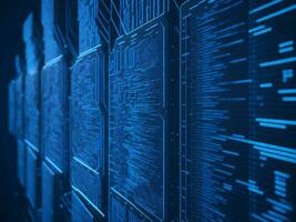 AI generated Digital Cyberspace with Particles and Digital Data Network Connections. High Speed Connection and Data Analysis Technology Digital Abstract Background Concept. 3d rendering photo