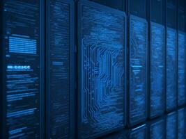 AI generated Digital Cyberspace with Particles and Digital Data Network Connections. High Speed Connection and Data Analysis Technology Digital Abstract Background Concept. 3d rendering photo
