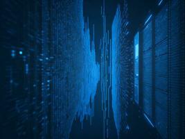 AI generated Digital Cyberspace with Particles and Digital Data Network Connections. High Speed Connection and Data Analysis Technology Digital Abstract Background Concept. 3d rendering photo